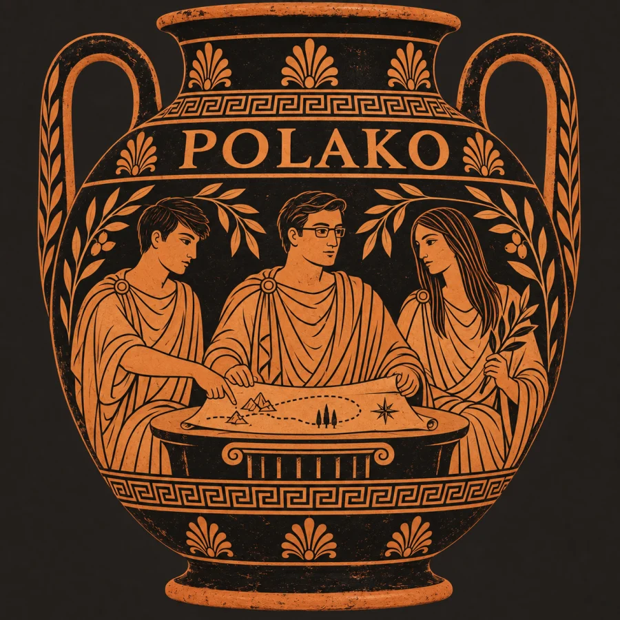 Polako portrayed on an ancient Greek amphora.