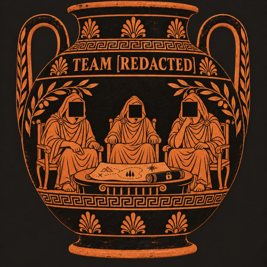 Team [REDACTED] portrayed on an ancient Greek amphora.